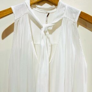 {Free People} White Gauze Sleeveless Tie-Front Blouse